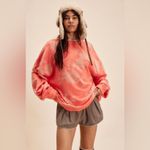 We The Free Free People Claasic Print Oversized Crewneck Coral Combo Photo 3