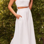 Lulus Lulu’s NWT Sail With Me White High-Waisted Wide-Leg Pants Palazzo Size Medium Photo 0