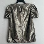 CeCe Silver Shimmer Pouf Jewel Neck Top, NWT, Size XXS Photo 2