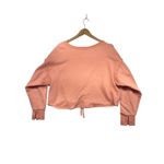 Joy Lab Pink Ruched V Neck Cropped Sweatshirt Long Sleeve Women's Size L Size L Photo 5