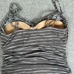 Garnet Hill  Size 8 Bathing Suit Swimsuit Top Tankini Padded Striped Beige White Photo 9