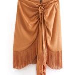 ZARA  Tan Knotted Tassel Boho Skirt M Photo 0