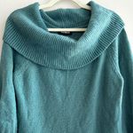 EXPRESS Teal Cowlneck Balloon Sleeve Sweater, Size Large Photo 2