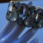 Vintage Italian Bracelet Large clear Blue Multiple Crystals Stones Quality Sz 7” Photo 7