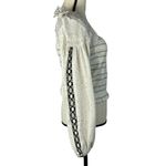 Free People  Maggie Medium Embroidered Top Square Neck Smocked Puff Sleeves Ivory Photo 3