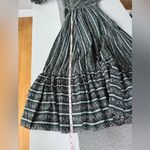 Vintage 1970s Handmade Dark Green Pink Floral Lace Prairie Maxi Dress Size Small Photo 7