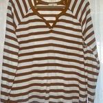 Anthropologie t.la waffle knit v neck long sleeve shirt size large Tan Photo 0