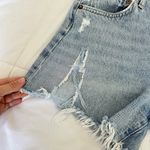 AGOLDE Long Parker Distressed Denim Shorts Light Wash Button-Fly Womens 24 Photo 1