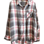Woolrich Long Sleeve Plaid Button Down Shirt Women Size XXL Grey Pink Light Photo 0