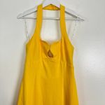 Elliatt Tuning Halter Neck Column Gown in Yellow Size Medium Photo 6