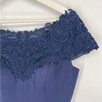 La Femme Navy Blue Beaded Column Gown Sz 10 Photo 3