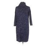 Gap 2/$30 Long Sleeve Midi Marled Rib Sweater Dress Cowl Neck Navy Blue XS Photo 2