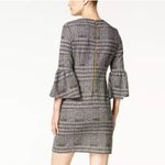 Calvin Klein  Black White Houndstooth Plaid Bell Sleeve Sheath Dress Size‎ 4 Photo 1
