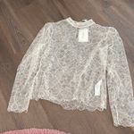 frame denim NWT Frame LACE MOCK NECK BLOUSE IN CREAM Photo 5