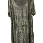 Paper Planes Shimmery Gold Stripe Shift Dress w/ Long Necklace Women's 3X New Size undefined Photo 0