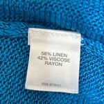 J.Jill  Women Open Front Duster Cardigan L Teal Linen Rayon Lightweight Layer Photo 6