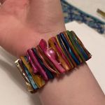 Women’s Multi Color Colorful Beaded Shell Costume Bracelet Cuff Photo 10