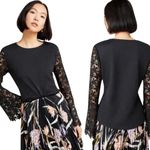 Anthropologie Eri + Ali x - NWT Delilah Black Lace Long Sleeve Blouse Top Sz M Photo 1