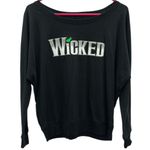 Wicked Black Long Dolman Sleeve Boat Neck Graphic Lightweight Tee Womens Large Photo 6