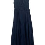 Anthropologie Crown and Ivy Tiered Sleeveless Tank Maxi Dress XL Blue Smocked Ruffle Cotton Photo 0
