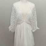 Free People One Dress Bella Note Eyelet Flower Babydoll Whimsical Boho White Photo 4