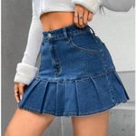 Denim Pleated‎ Mini Skirt Blue Size undefined Photo 0