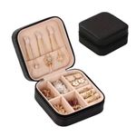 Mini Jewelry Box Portable Travel Jewelry Storage Box, PU Leather Small Organizer Black Photo 12