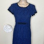 Uncle Frank NTM:  Navy & Black Lace Dress with Keyhole Back Ruching Waist Sz M Photo 0