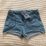 Good American  Porkchops Cuttoff Blue Striped Jean Shorts 3” Inseam‎ Women’s 16 Photo 2