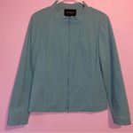 Lafayette 148 Two Way Zip Blazer Women Size 12 Designer Moto Jacket Quiet Luxury Blue Photo 0