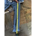 At Last Vtg Denim Shirt Big Lace Collar Cottagecore Cowgirl Granola Girl Lace Up Sz L M‍ Photo 9