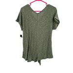 Absolutely Famous  Size Small Shirt Green Tie Front Short Sleeve V Neck‎ Ribbed Photo 1