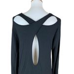 Athleta  Black Open Back‎ Long Sleeve Top Women’s Small Petite Crisscross Cutout Photo 3