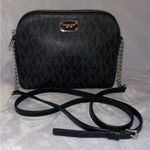 Michael Kors NWOT Cindy Dome Black Leather Signature MK Crossbody Photo 1