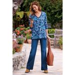 Soft Surroundings  Sweater Womens Medium Blue Floral‎ Paisley Knit Boho Cottage Photo 1