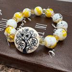 Handmade Tree of Life Beaded Bracelet Boho Ceramic Glass Stretch Yellow Photo 1
