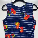 Maison Jules  Striped Blue Floral Sleeveless A Line Women's Dress Size Medium Photo 6