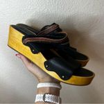 OluKai Kamola wooden platform leather slip on sandals 11 Black Photo 0