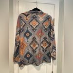 Trisha Tyler Size S Navy Blue Aztec Print Long Sleeve Mock Neck Stretch Top Photo 7