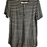 7 For All Mankind Black White Stripe Henley Tee Top Women’s Small #AM4550V17 Photo 0