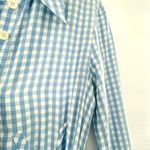 Tibi  Summer-Fresh Midi Shirtdress Long Sleeve Gingham Printed Blue Size 4 Photo 5