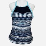 ZeroXposur  High Neck Tankini Top| Blue Ikat Print | Strappy Back- Sz 14 Photo 1