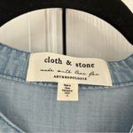 Cloth & Stone  Anthropologie Denim Chambray Ruffle Shoulder Dress Photo 2