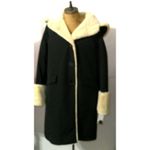 NWT $595 Jane Post S Womens Pile Lined Storm Coat Black Stone Tan Hood Faux Fur Photo 1