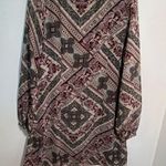 Atmosphere Shift Dress Beige Burgundy Floral Paisley Photo 5