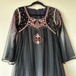 NWT Small Bridgerton Style Black Polka Dot Floral Rose Dress Choli Sari w Ruby Photo 1