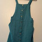SheIn Teal Blue Midi Dress Overalls SZ M Button-Up Sleeveless Vest Cottagecore Photo 1