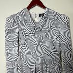 De La Vali Black White Trippy Bluemoon Top Blouse sz UK 10 US 6 Photo 5