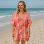 Cleobella  Dreamy Sunset Palm Print Coral Color Cover Up Resort Coastal Travel OS Photo 1