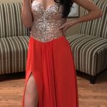Terani Couture Orange Sparkle Evening Gown  Photo 2